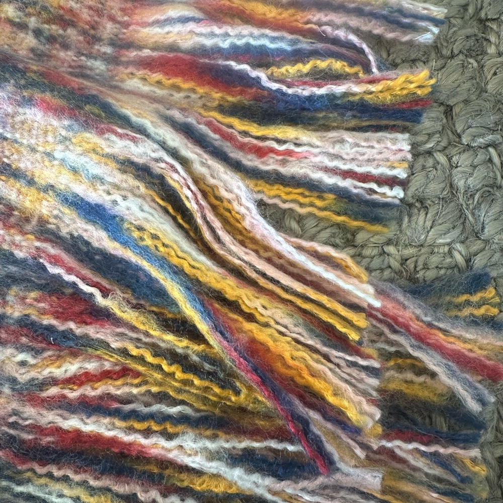 Pristine Stunning Multicolor Knit Scarf with Fringe - Picture 3 of 5